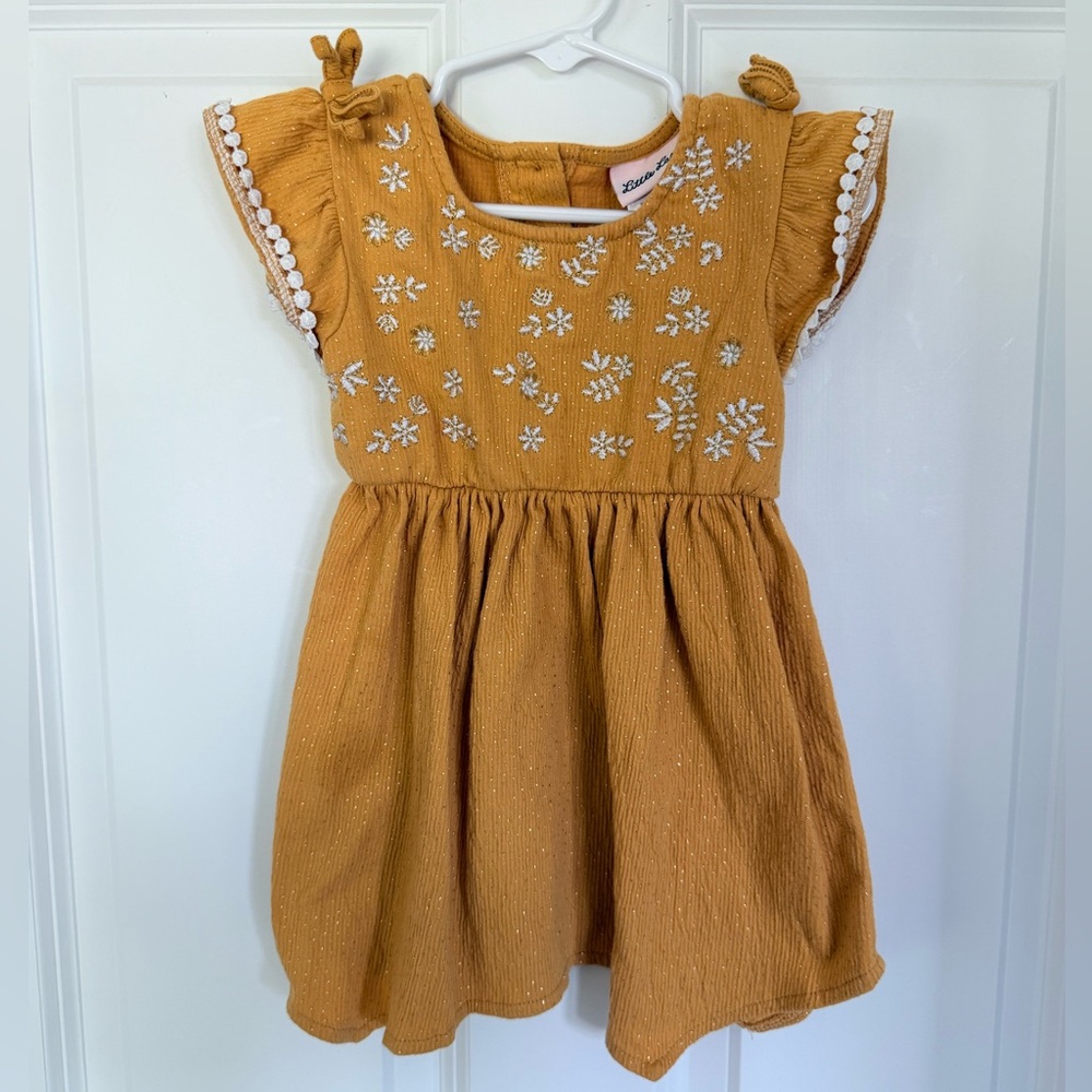 Little Lass Golden Girls Dress with White Floral Accents - Size 4t